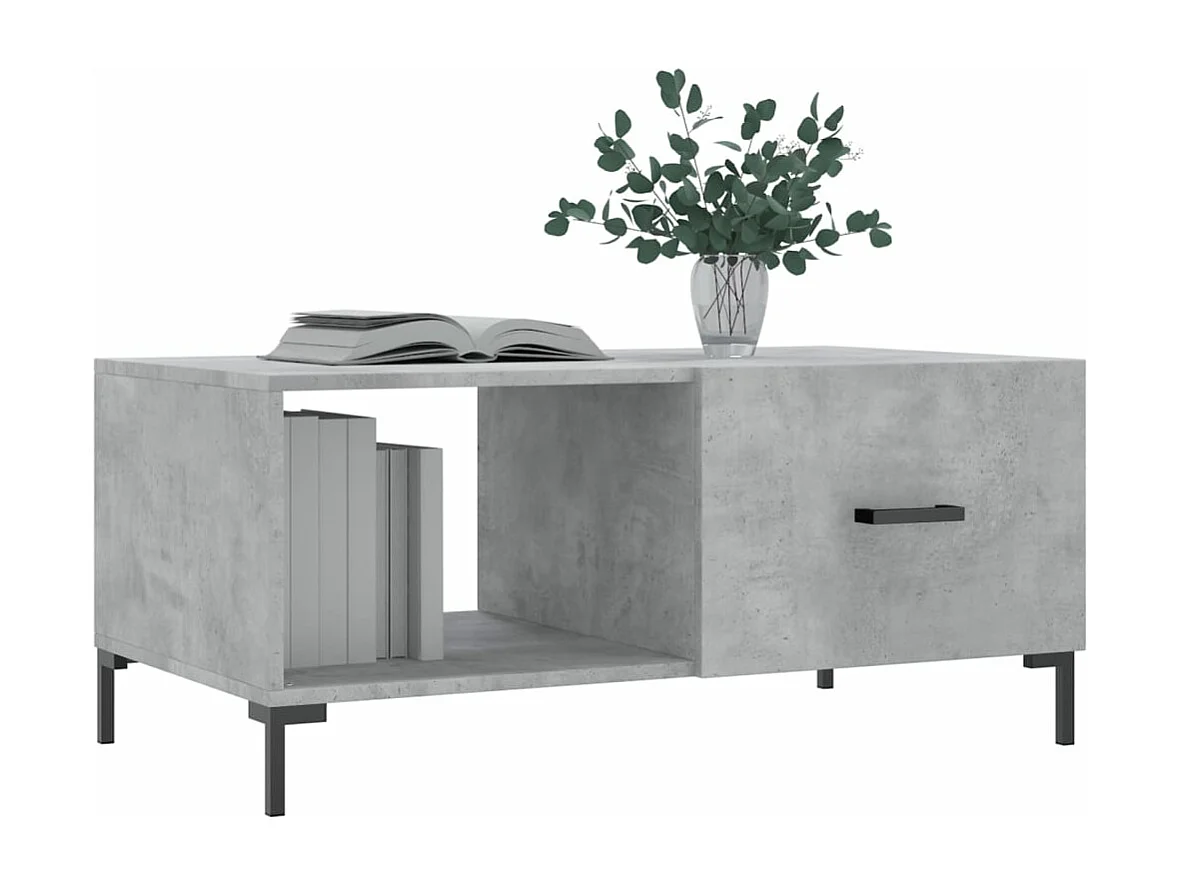 Table basse gris béton 90x50x40 cm bois d'ingénierie