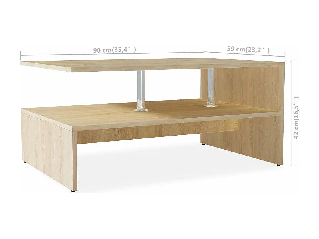 Table basse en aggloméré 90 x 59 x 42 cm Chêne