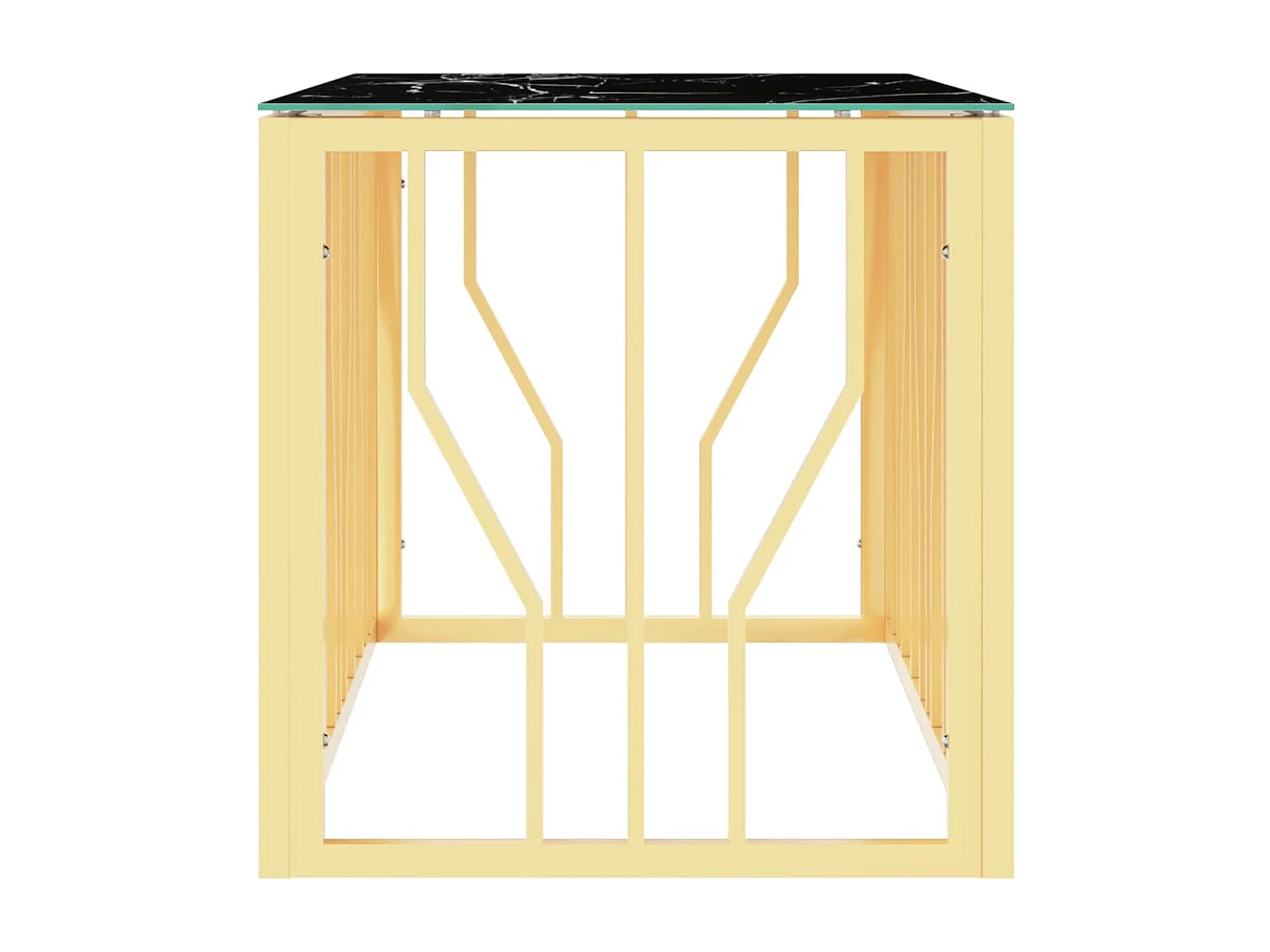 Mesa de centro de acero inoxidable y vidrio dorada 110x45x45 cm