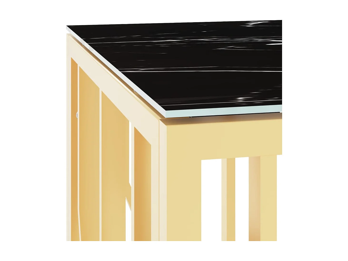 Mesa de centro de acero inoxidable y vidrio dorada 110x45x45 cm