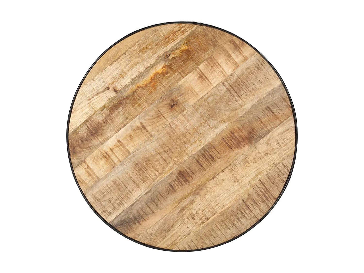 Mesa de centro madera maciza de mango rugosa negra 68x68x36 cm