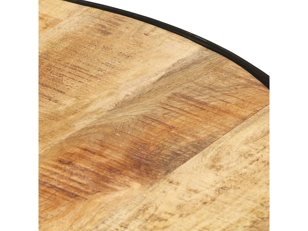 Mesa de centro madera maciza de mango rugosa negra 68x68x36 cm