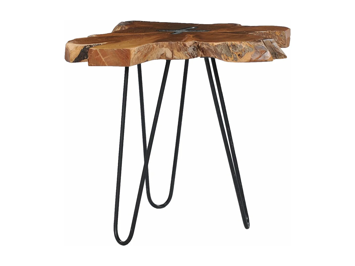 Mesa de centro 70x45 cm madeira de teca maciça e poliresina