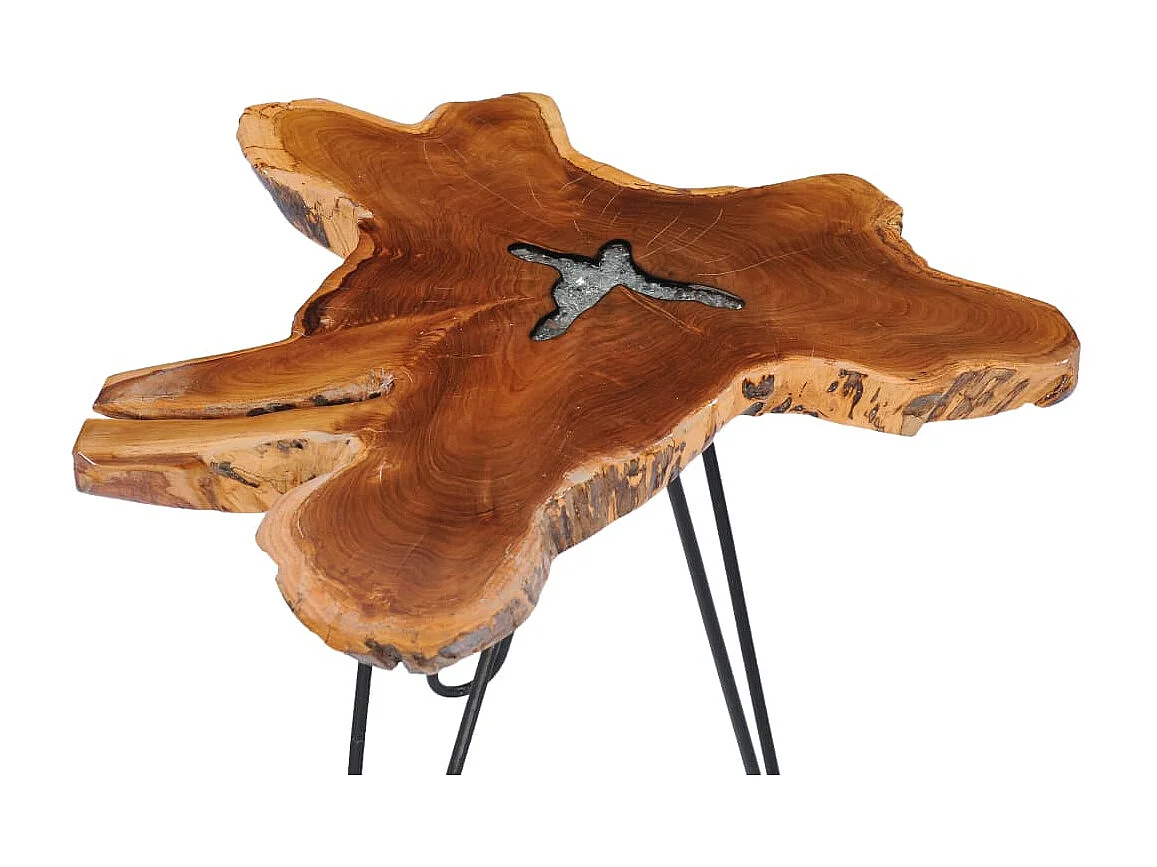 Table basse 70 x 45 cm Bois de teck massif et polyrésine