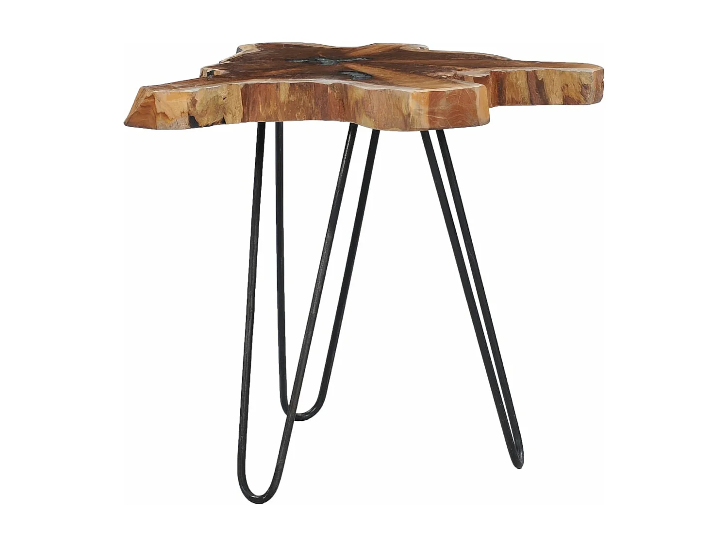 Table basse 70 x 45 cm Bois de teck massif et polyrésine