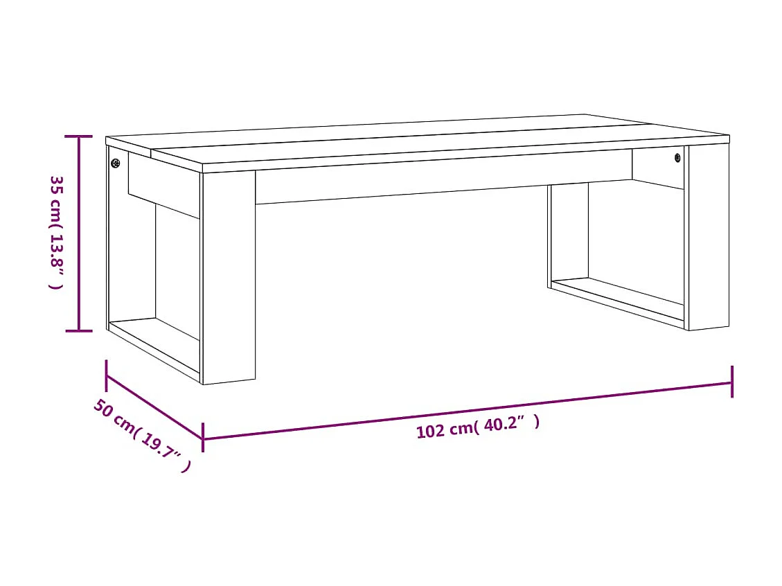 Salontafel 102x50x35 cm bewerkt hout sonoma eikenkleurig
