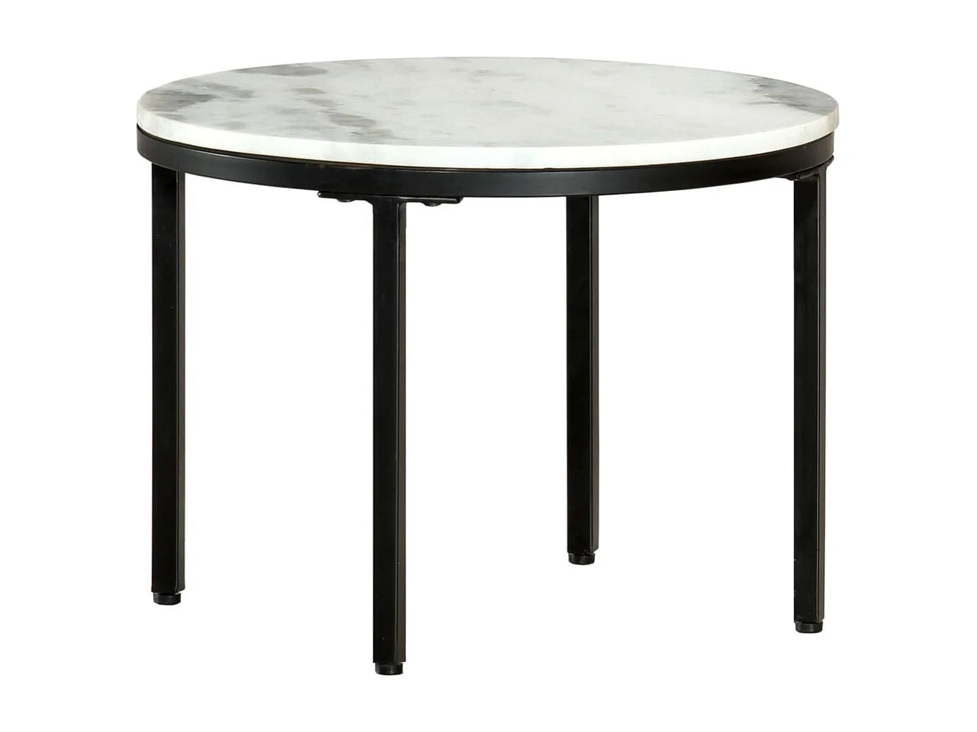 Table basse Blanc et noir Ø50 cm Marbre solide véritable