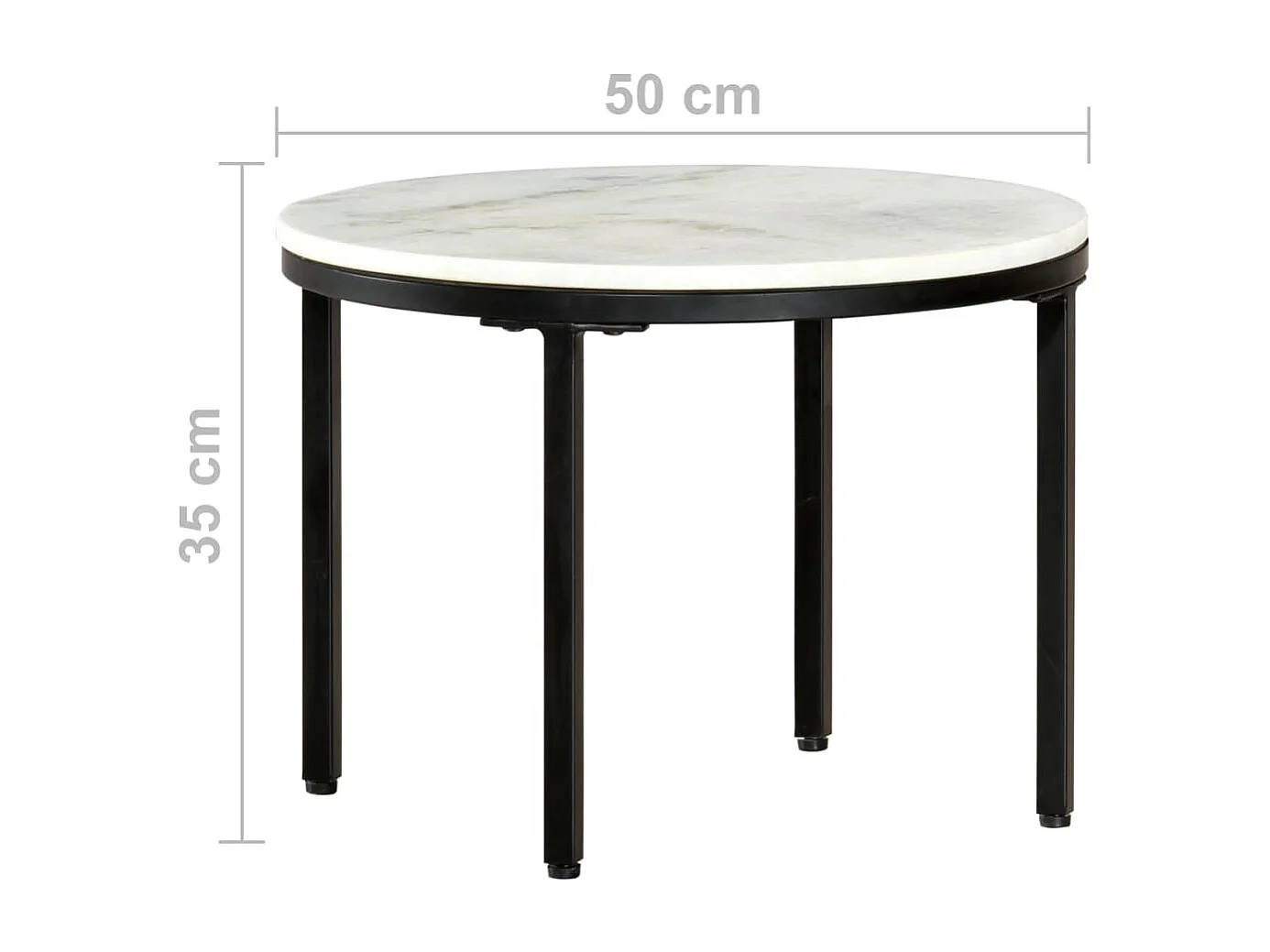 Table basse Blanc et noir Ø50 cm Marbre solide véritable