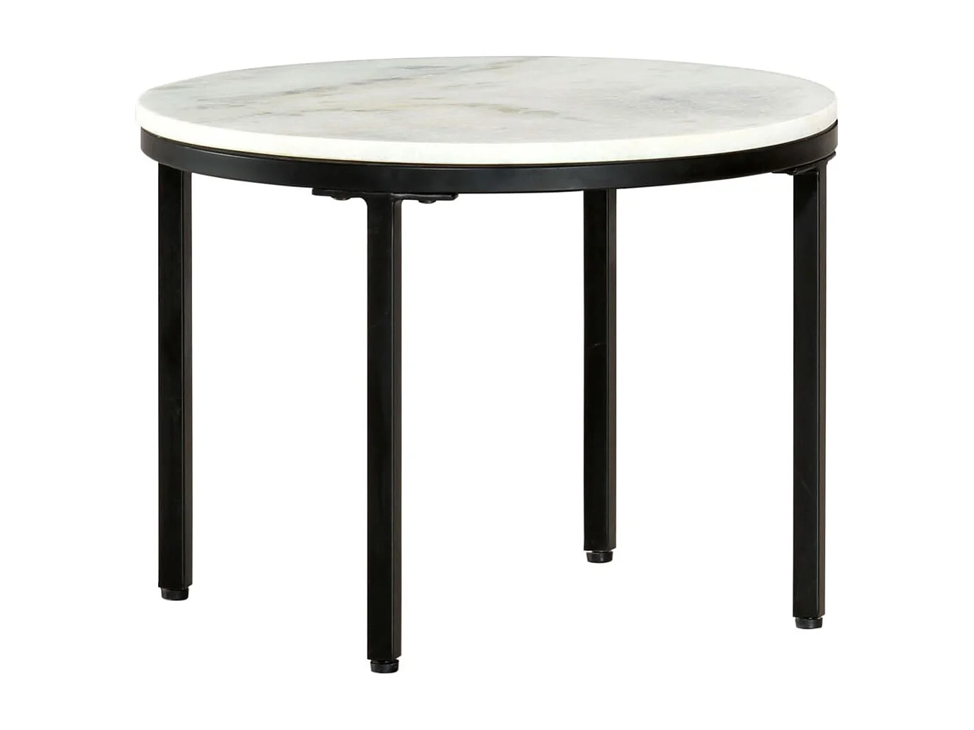 Table basse Blanc et noir Ø50 cm Marbre solide véritable