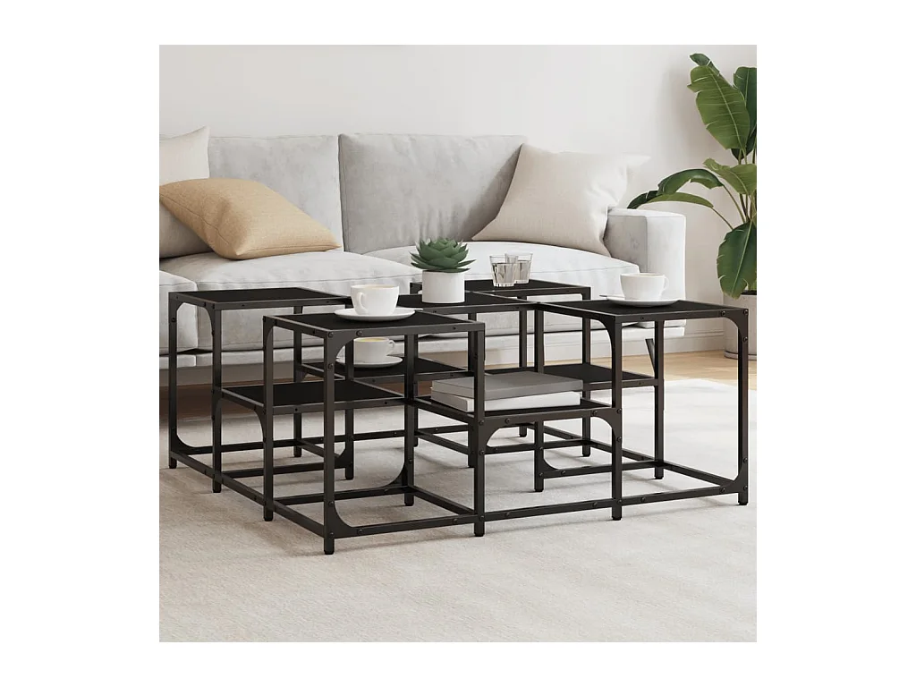 Table basse noir 91x91x40 cm bois d'ingénierie