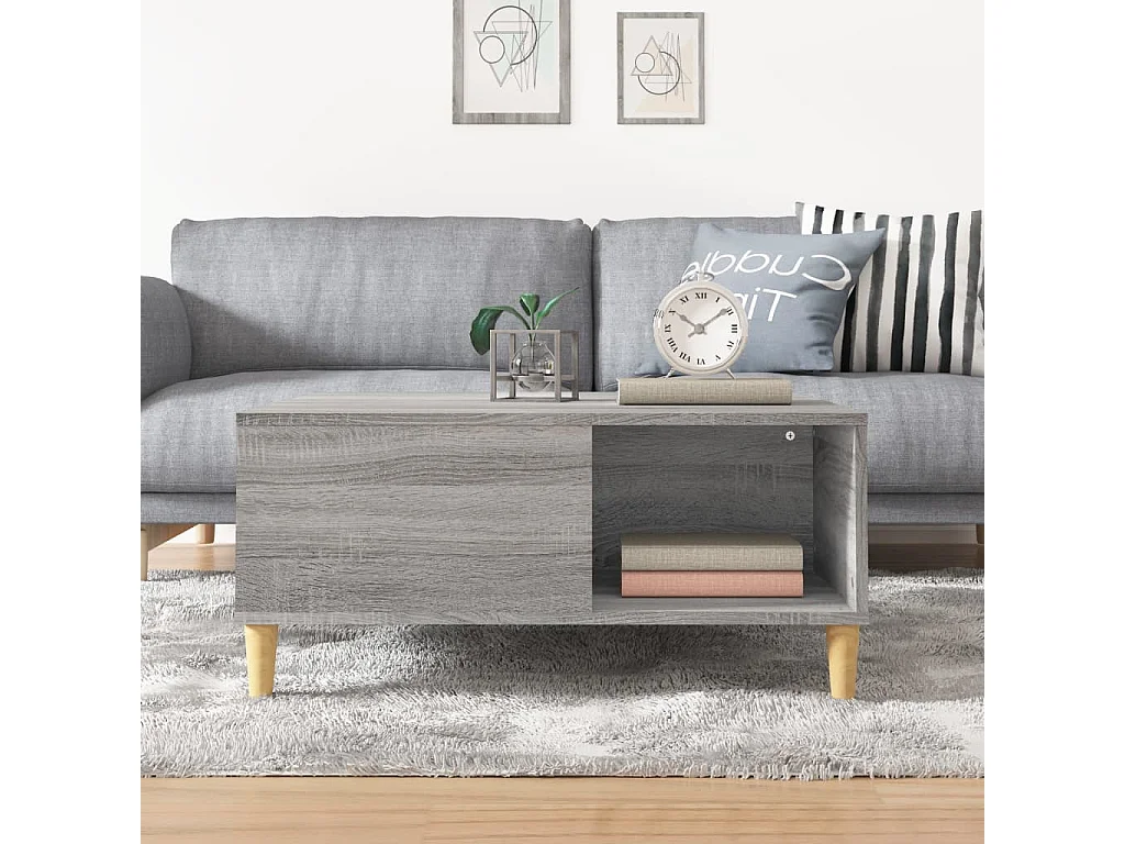 Table basse sonoma gris 80x80x36,5 cm bois d'ingénierie