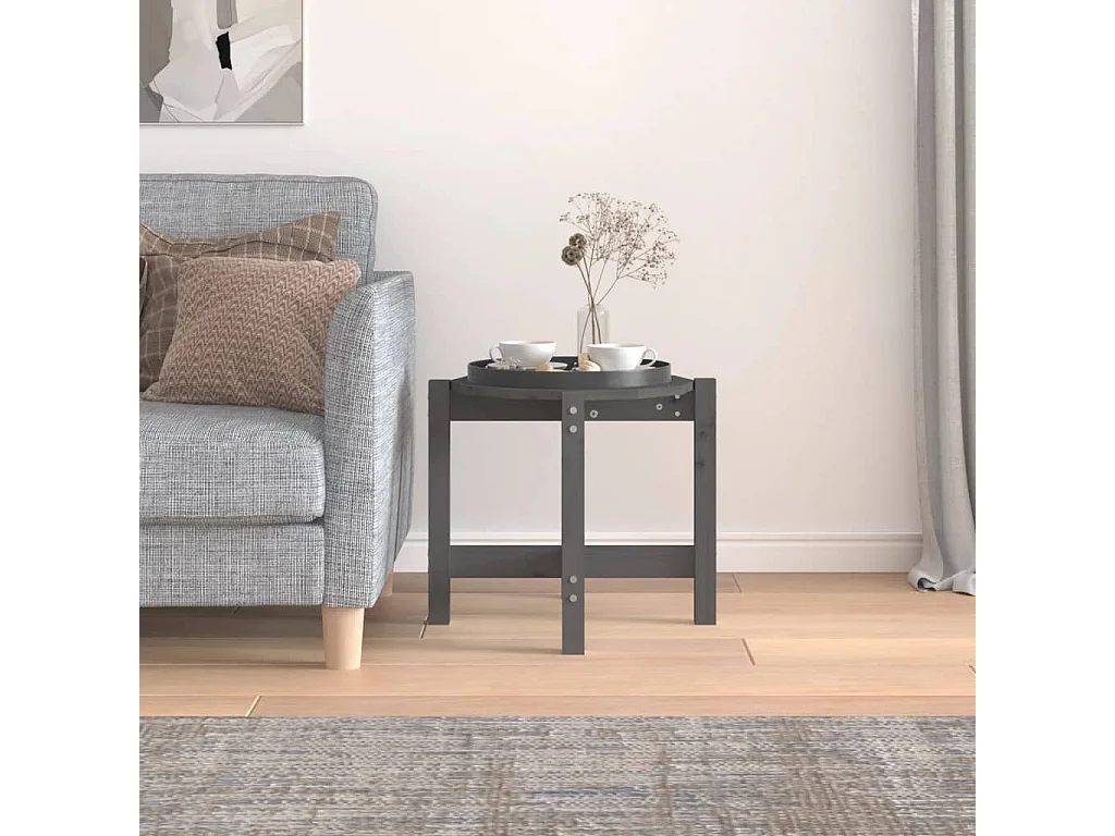 Salontafel Ø 52,5x45 cm massief grenenhout grijs