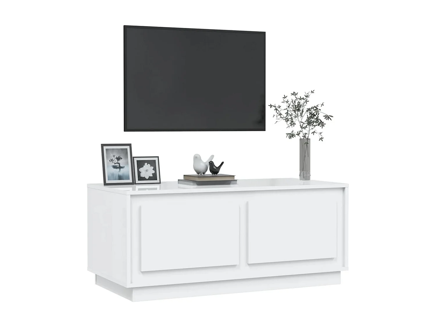 Salontafel 102x50x44 cm bewerkt hout hoogglans wit