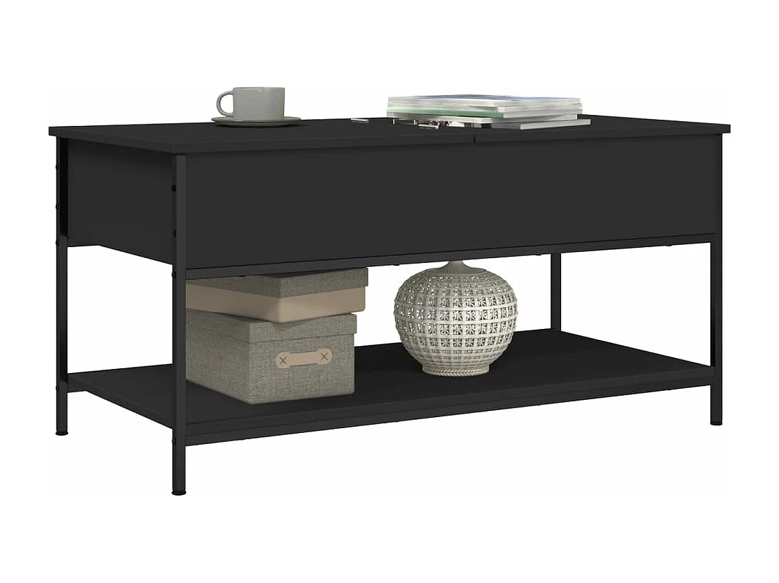 Table basse noir 100x50x50 cm bois d'ingénierie et métal