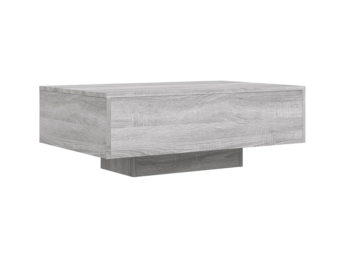 Table basse avec lumières LED sonoma gris 85x55x31 cm