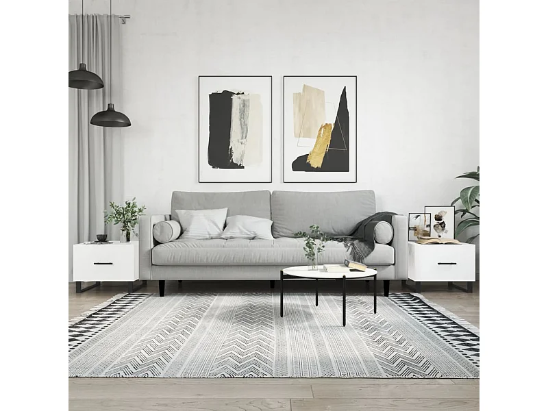 Mesas de centro 2 peças 50x50x40 cm branco brilhante