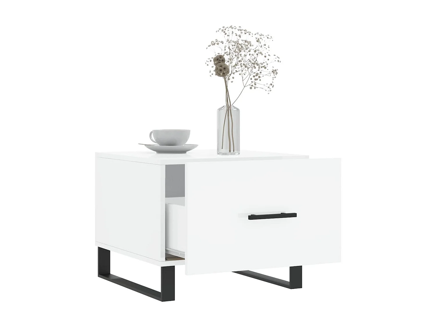 Salontafels 2 st 50x50x40 cm bewerkt hout hoogglans wit