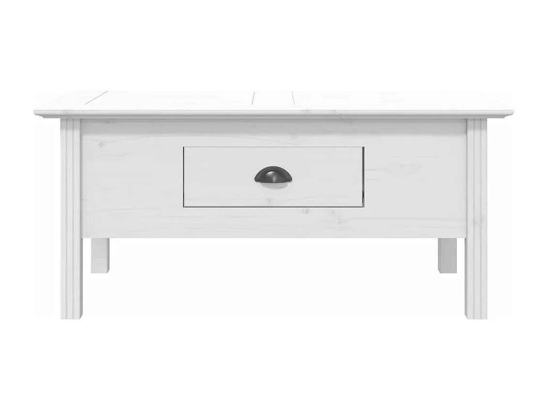 Table basse BODO blanc 100x55x45 cm bois de pin massif