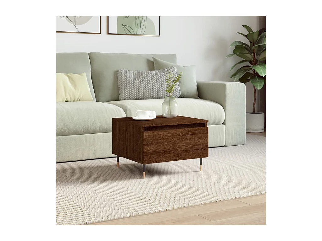 Table basse chêne marron 50x46x35 cm bois d'ingénierie