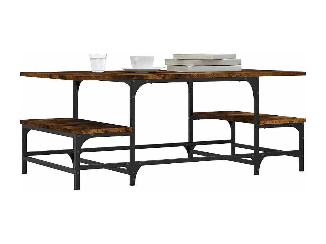 Table basse chêne fumé 100x50,5x40 cm bois d'ingénierie