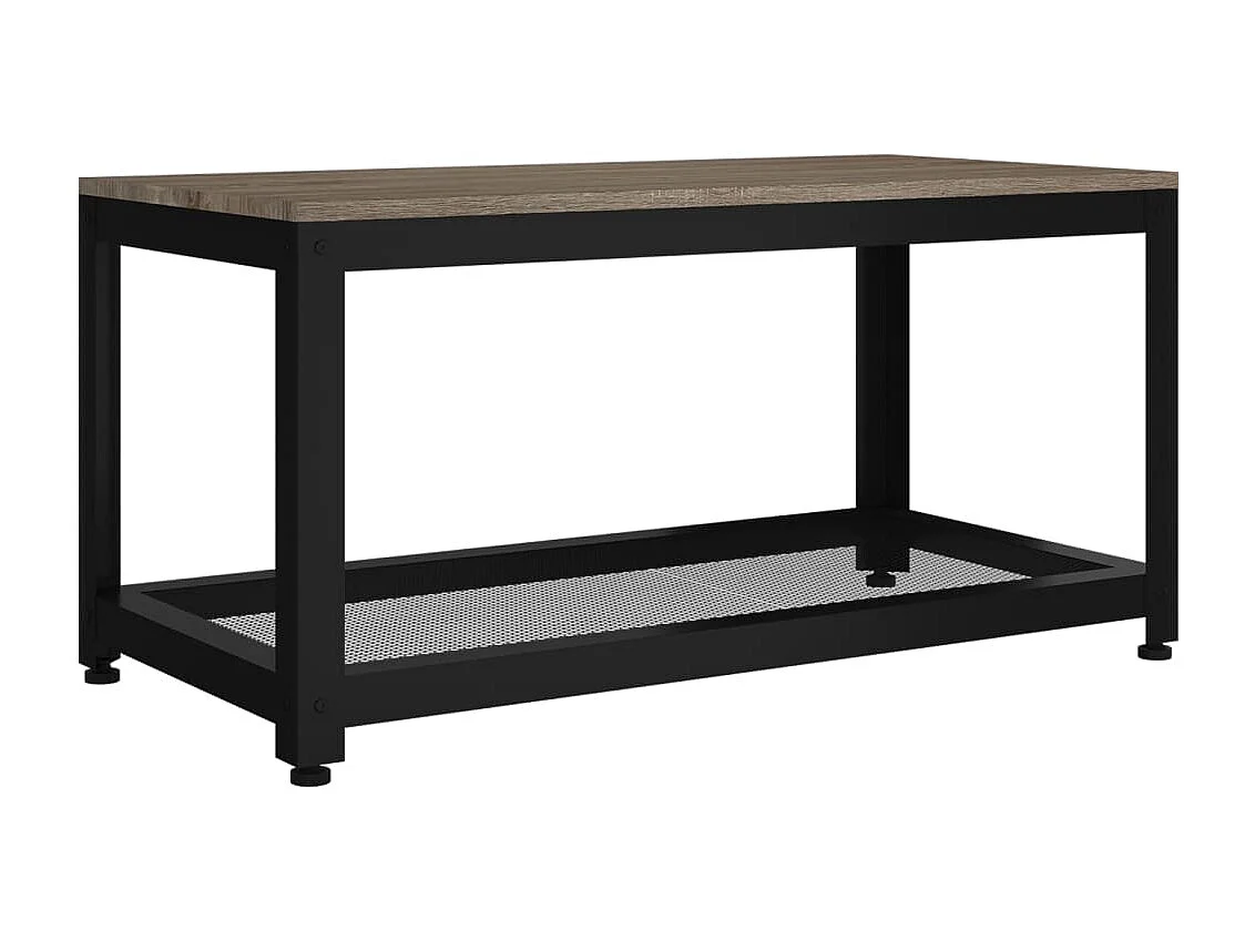 Table basse Gris et noir 90x45x45 cm MDF et fer