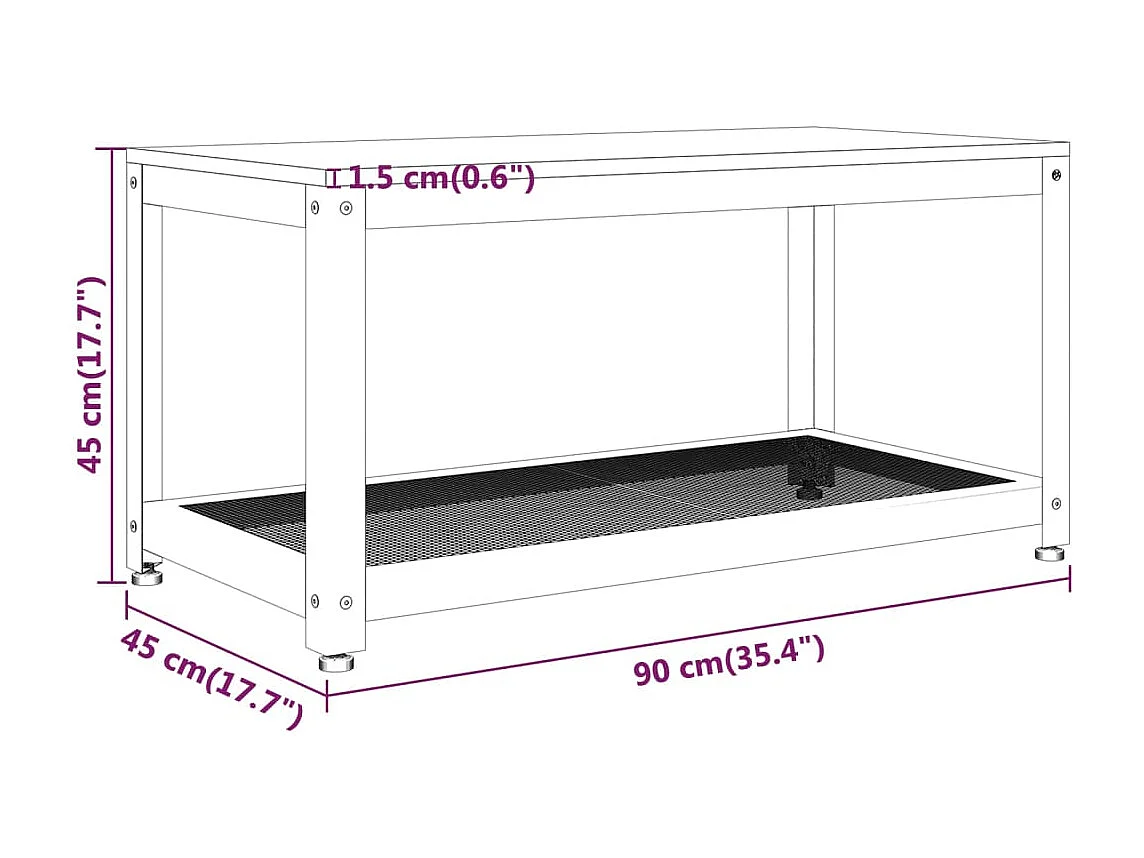 Table basse Gris et noir 90x45x45 cm MDF et fer