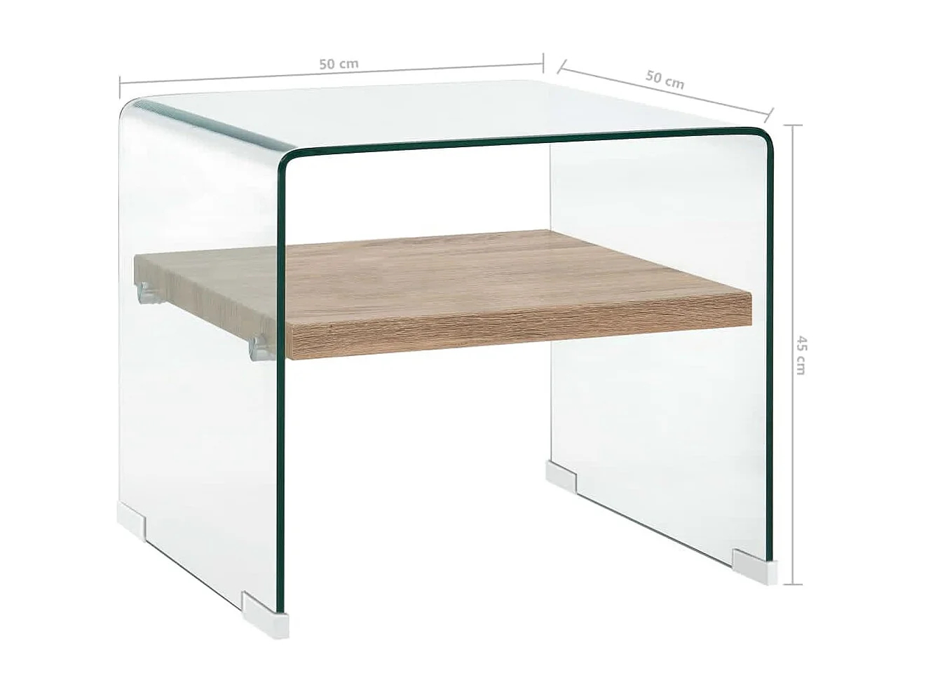 Salontafel 50x50x45 cm gehard glas transparant