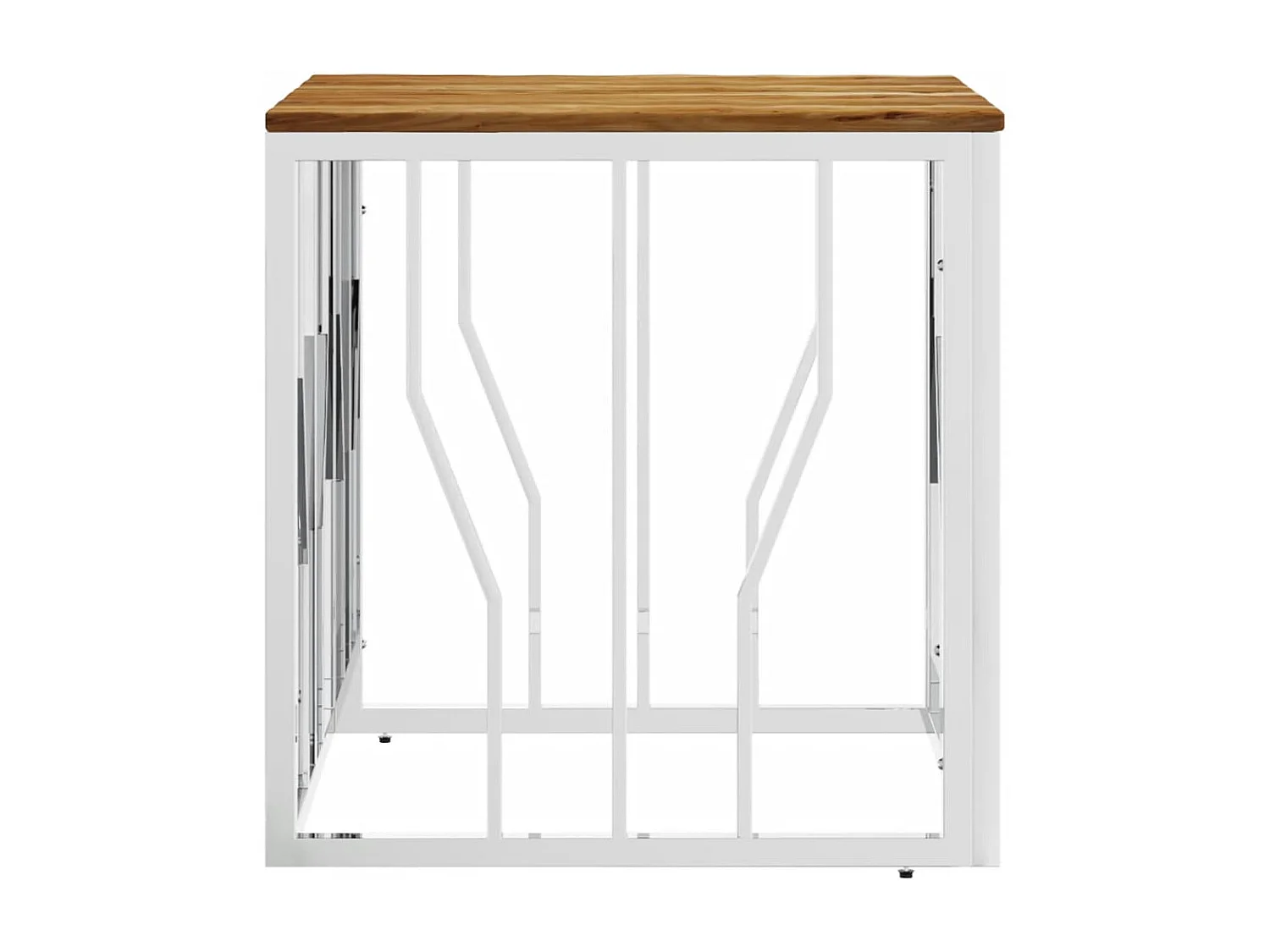 Salontafel roestvrij staal en massief acaciahout zilverkleurig