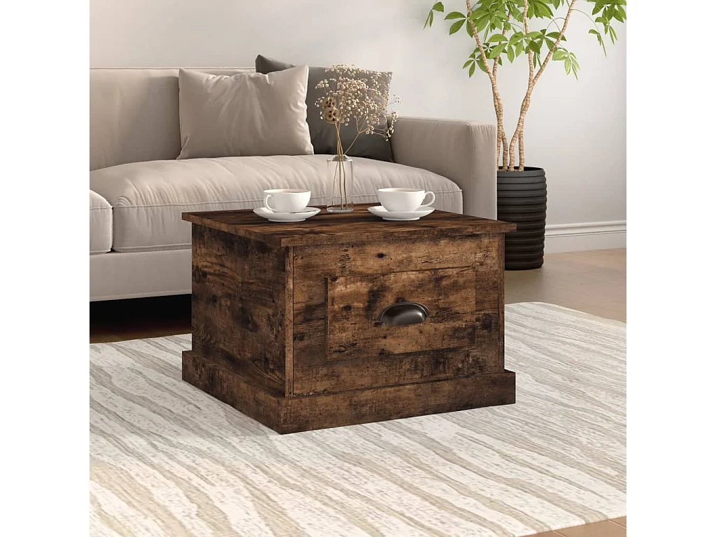 Table basse Chêne fumé 50x50x35 cm Bois d'ingénierie