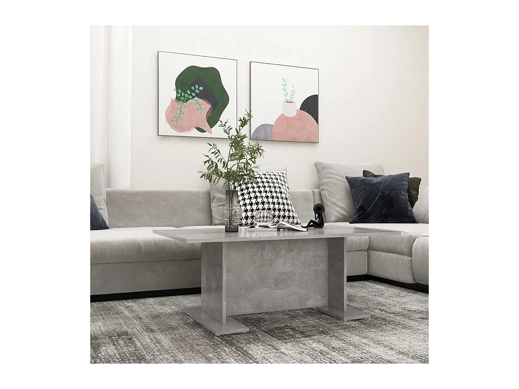 Table basse Gris béton 103,5x60x40 cm Aggloméré