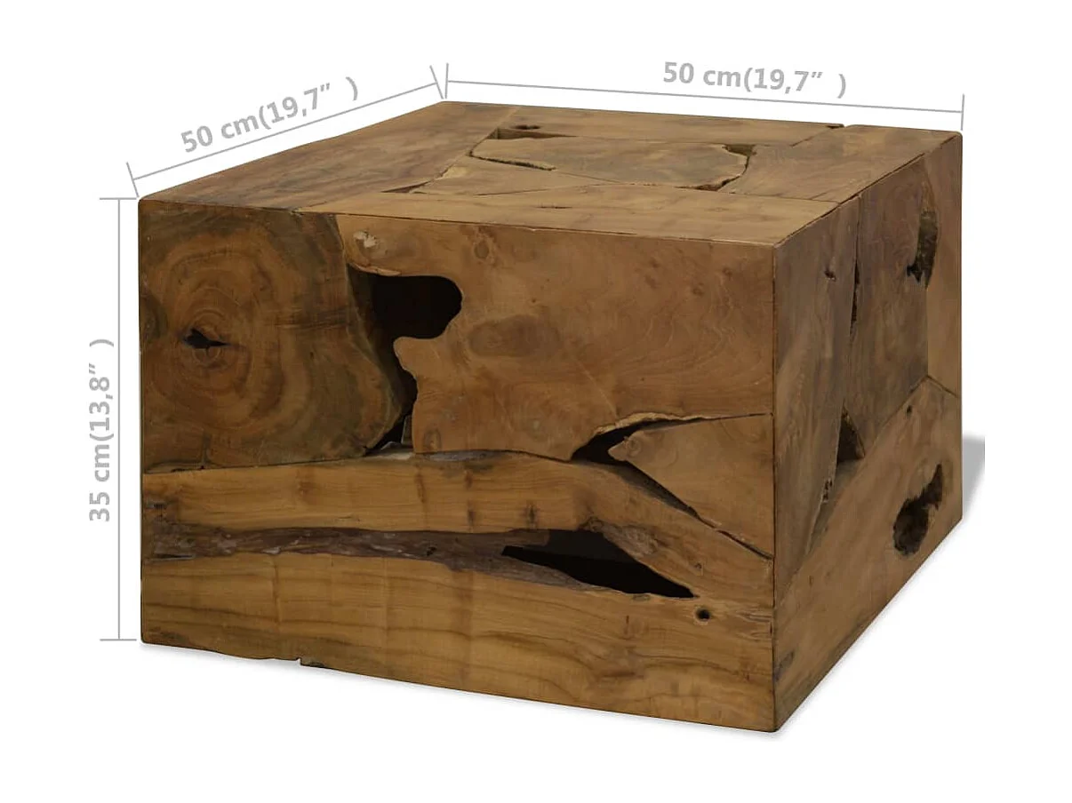 Table basse 50 x 50 x 35 cm Teck véritable Marron