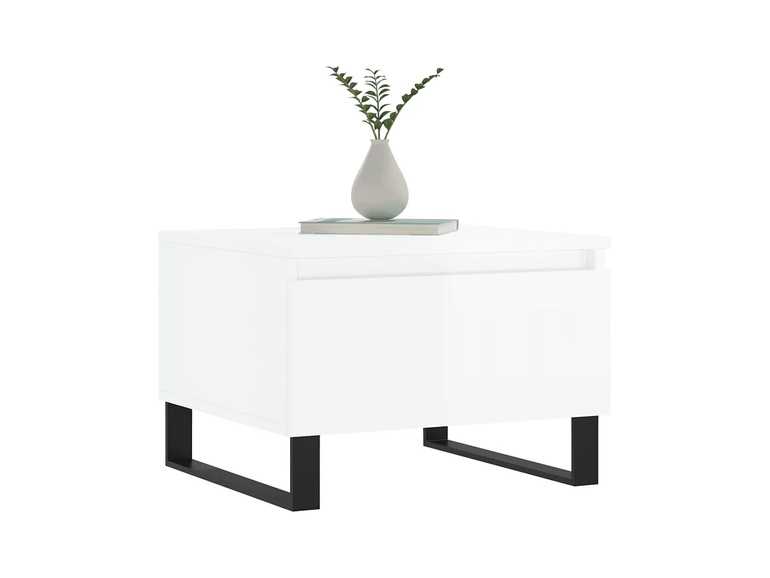 Salontafels 2 st 50x46x35 cm bewerkt hout hoogglans wit