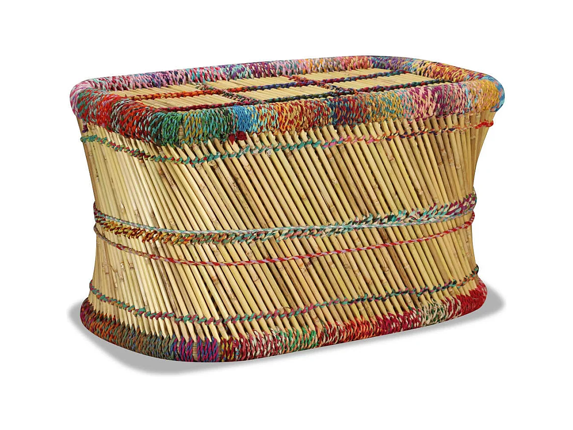 Table basse Bambou avec Détails Chindi Multicolore