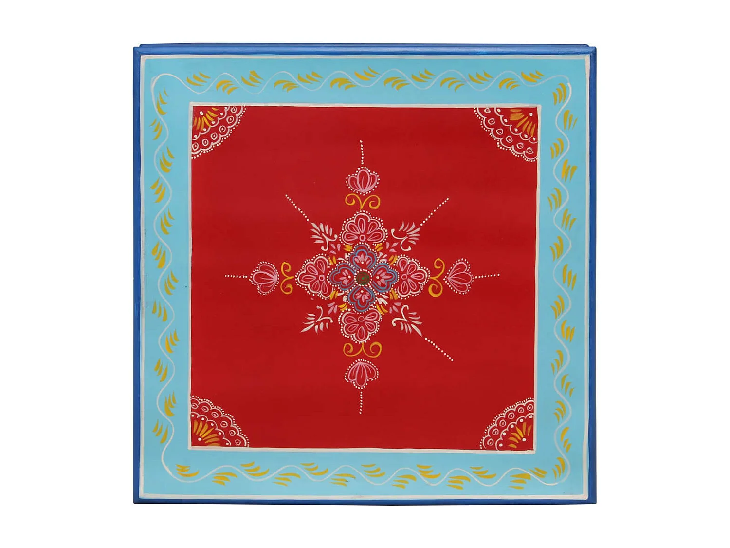 Salontafel handbeschilderd massief mangohout rood