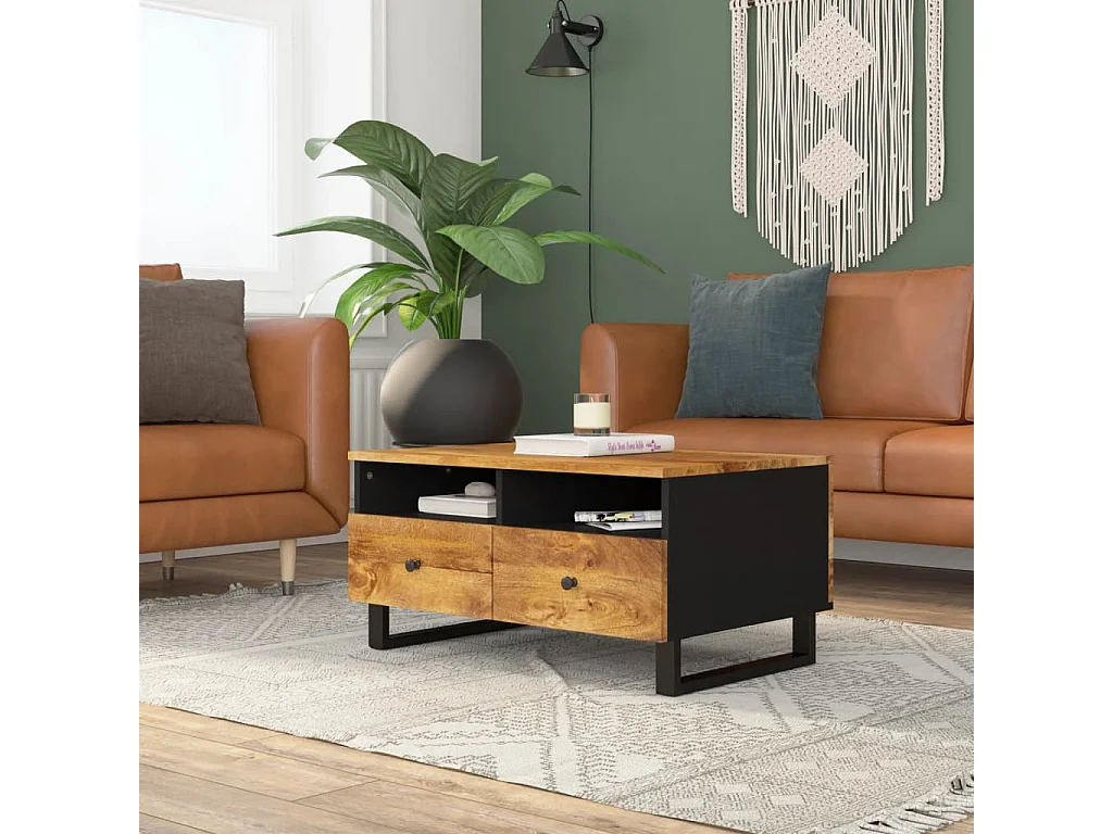 Table basse 80x54x40 cm Bois de manguier solide et d'ingénierie