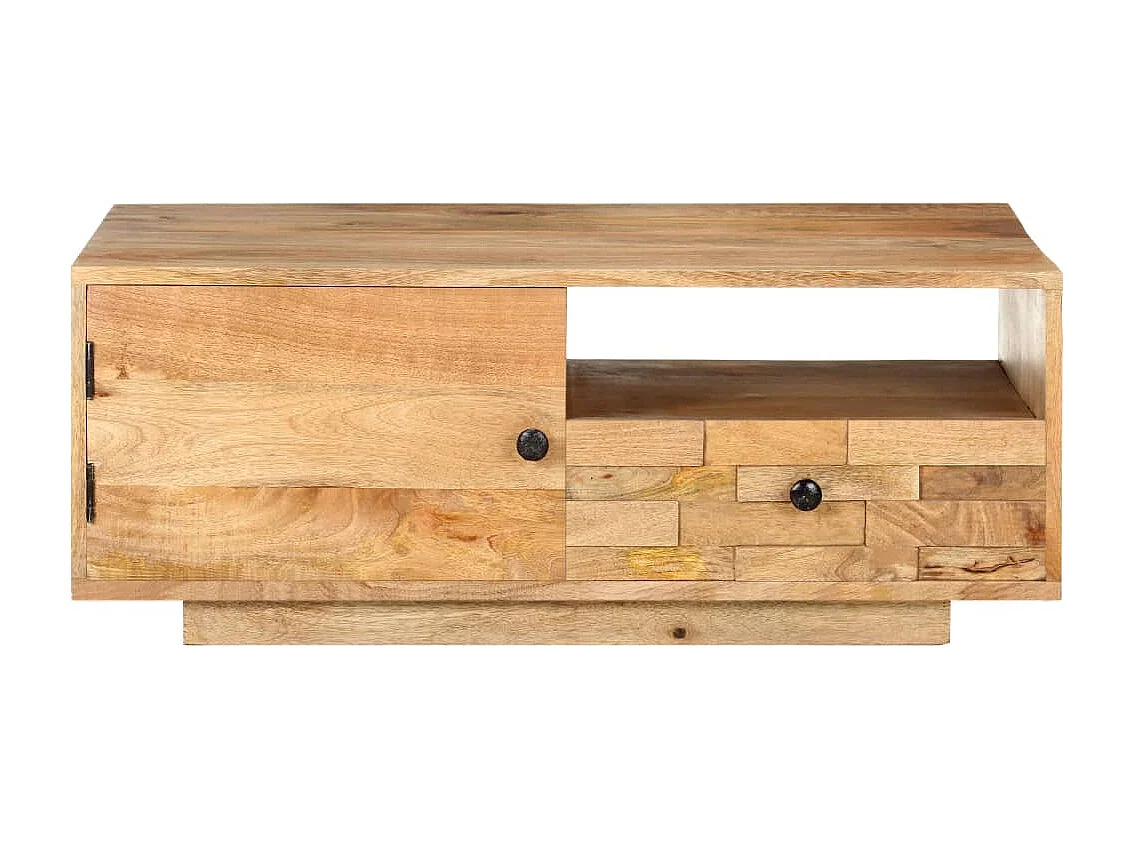 Mesa de centro de madera maciza de mango 90x50x35 cm