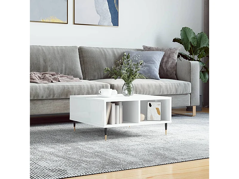 Mesa de centro 60x60x30 cm derivados madeira branco brilhante