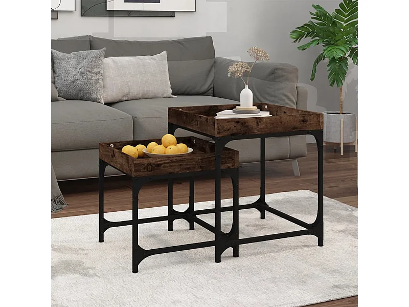 Tables d'appoint 2 pièces Chêne fumé Bois d'ingénierie