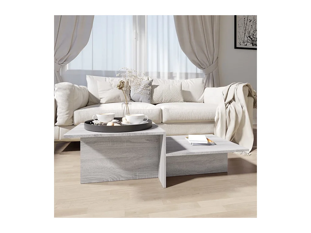 Mesa de centro madera contrachapada gris Sonoma 111,5x50x33 cm