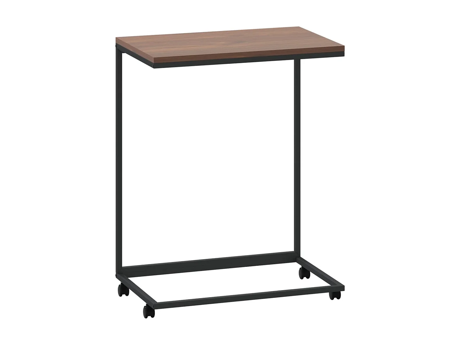 Mesa auxiliar con ruedas de contrachapado negro 55x35x70 cm