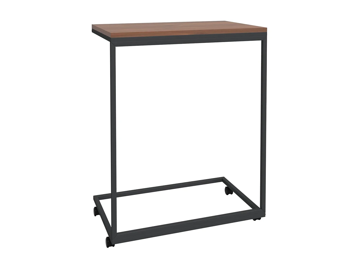 Mesa auxiliar con ruedas de contrachapado negro 55x35x70 cm