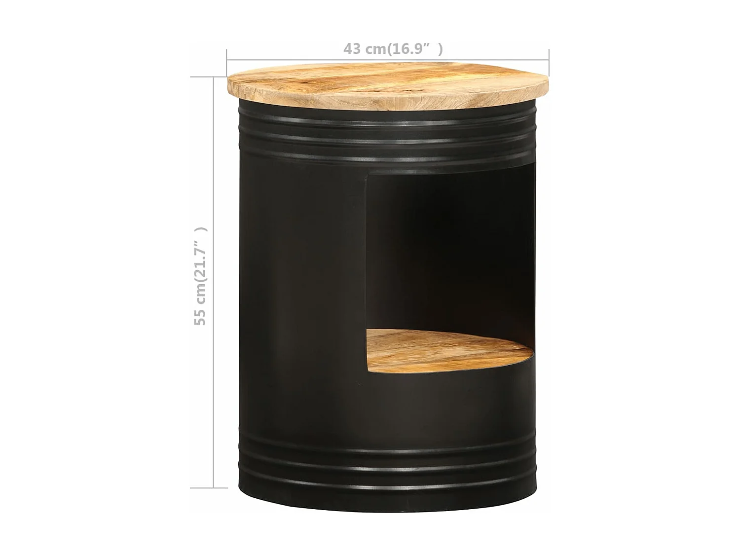 Mesa de centro 43x55 cm madeira de mangueira maciça