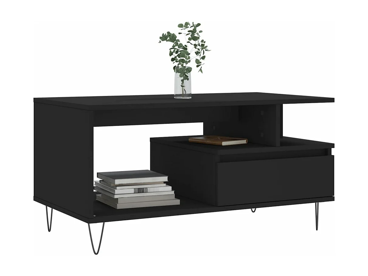 Table basse Noir 90x49x45 cm Bois d'ingénierie