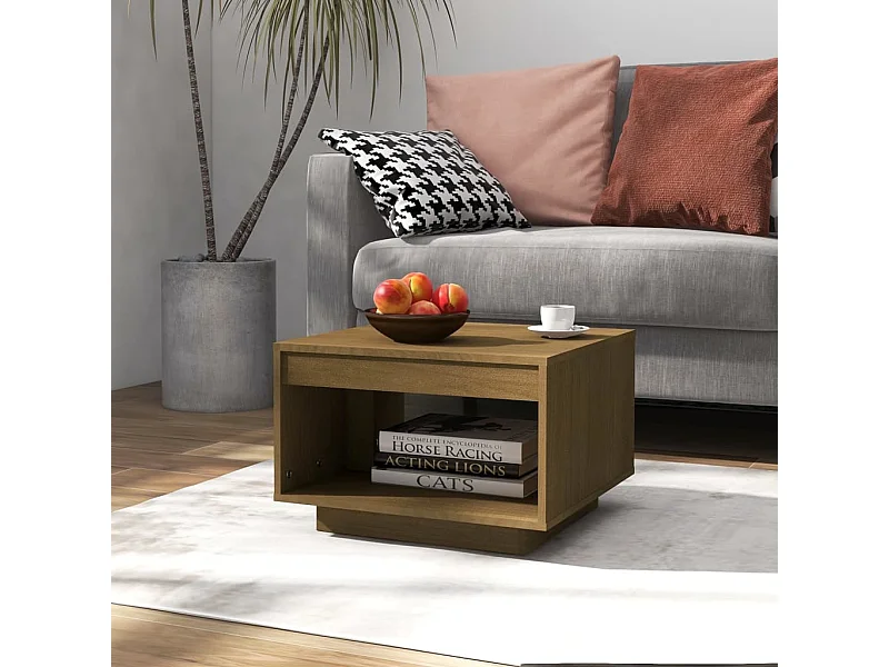 Salontafel 50x50x33,5 cm massief grenenhout honingbruin