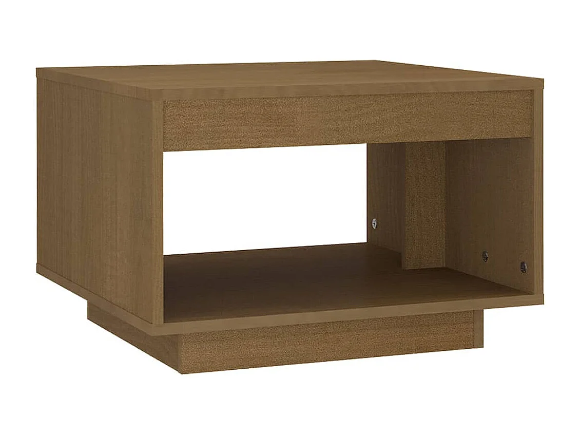 Mesa de centro de madera maciza pino marrón miel 50x50x33,5 cm