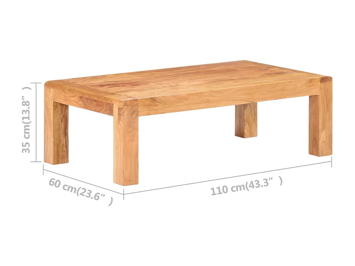 Table basse 110x60x35 cm Bois d'acacia massif et finition miel