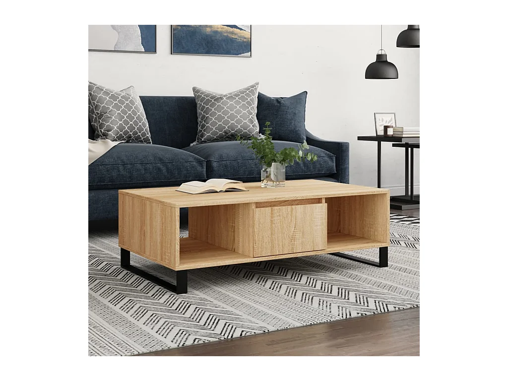 Table basse chêne sonoma 104x60x35 cm bois d'ingénierie