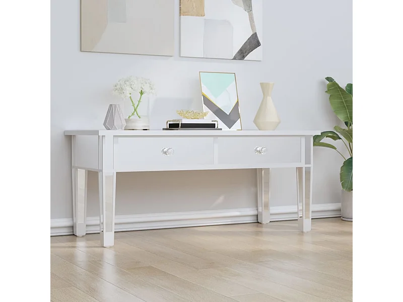 Table basse à miroir 106x45x45 cm Bois d'ingénierie et verre