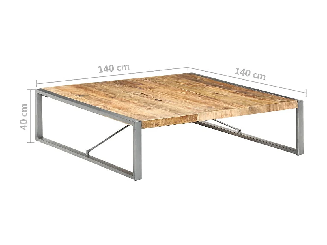 Table basse 140x140x40 cm Bois de manguier brut