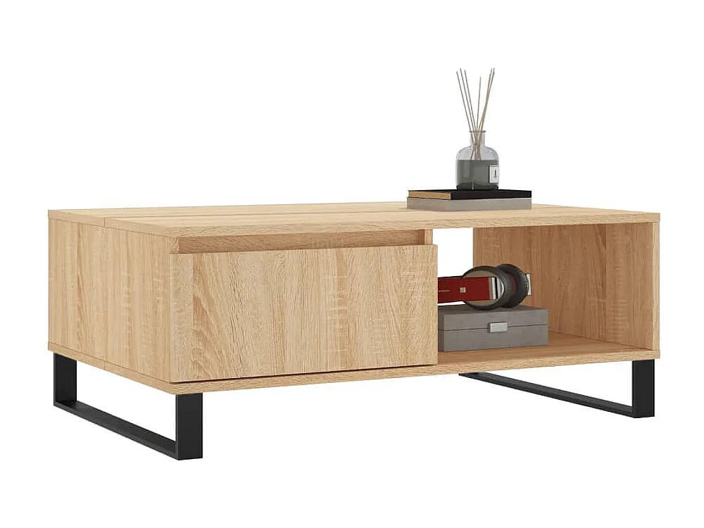 Salontafel 90x60x35 cm bewerkt hout sonoma eikenkleurig